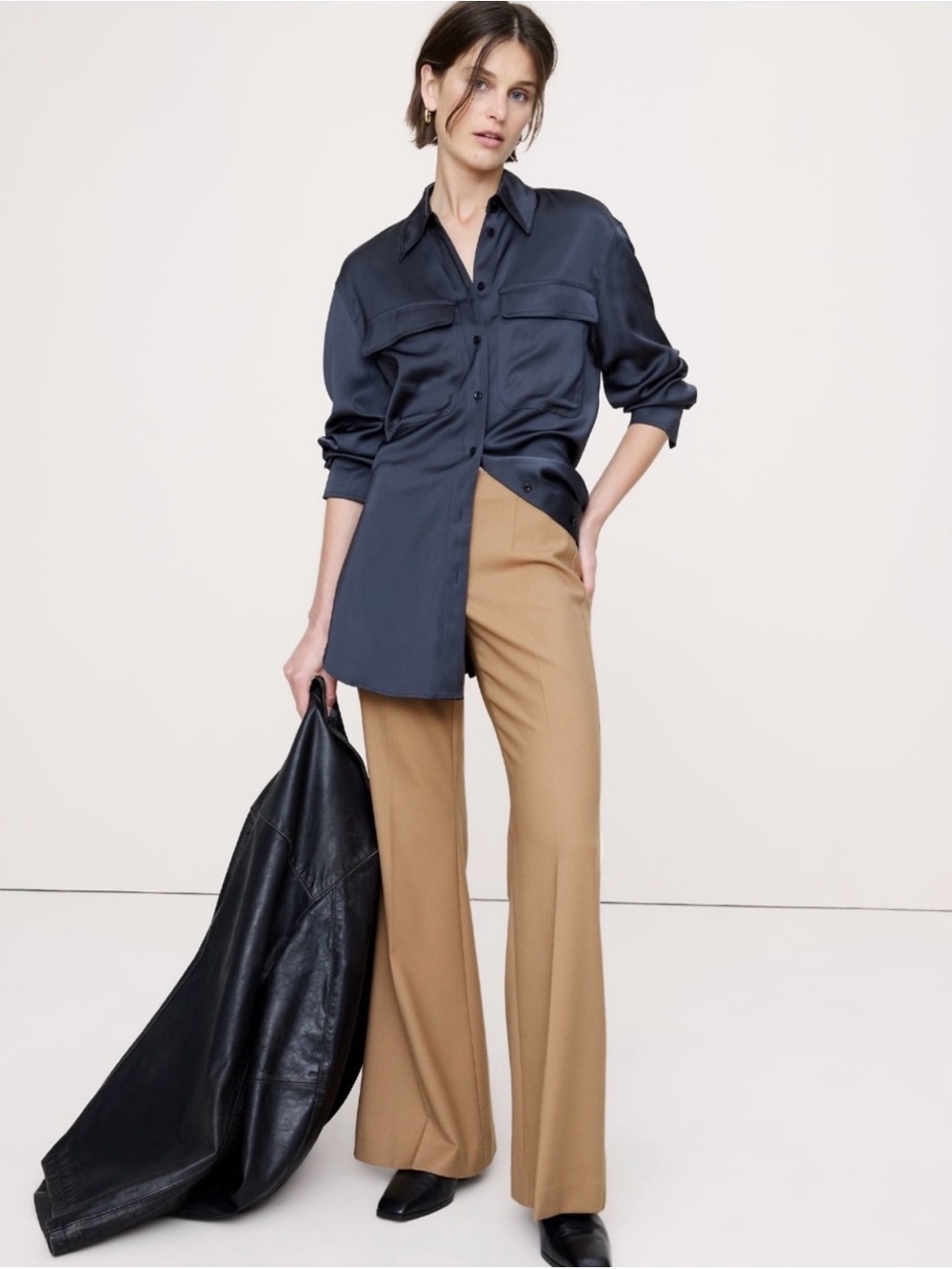 Banana Republic MID-RISE FLARE STRETCH WOOL-BLEND PANT Work Wool Blend NWT 16